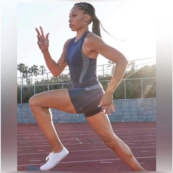 Athleta X Allyson Felix onsie bodysuit in medieval violet size M sleveless - Picture 3 of 16